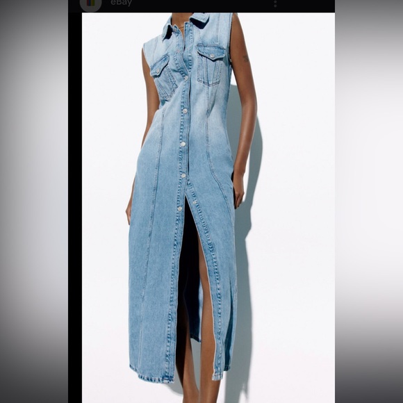 Zara long denim dress size small - Picture 1 of 5